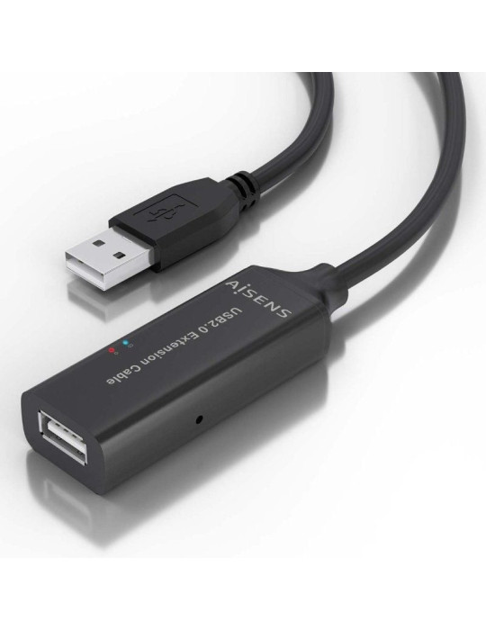 Cable Alargador USB 2.0 Aisens A101-0916/ USB Macho - USB Hembra/ 15m/ Negro
