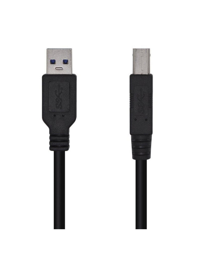 Cable USB 3.0 Impresora Aisens A105-0444/ USB Tipo-B Macho - USB Macho/ 5Gbps/ 2m/ Negro