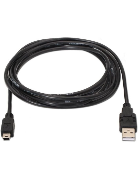 Cable USB 2.0 Aisens A101-0024/ USB Macho - MiniUSB Macho/ 1m/ Negro