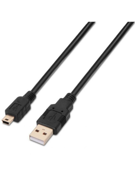 Cable USB 2.0 Aisens A101-0026/ USB Macho - MiniUSB Macho/ Hasta 2.5W/ 60Mbps/ 3m/ Negro