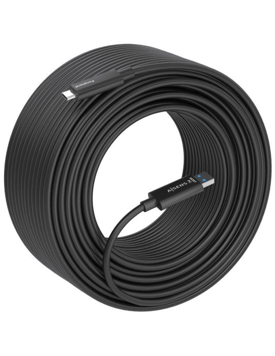 Cable USB 3.2 Tipo-C AOC Aisens A157-0925/ USB Tipo-C Macho - USB Macho/ 10Gbps/ 15m/ Negro