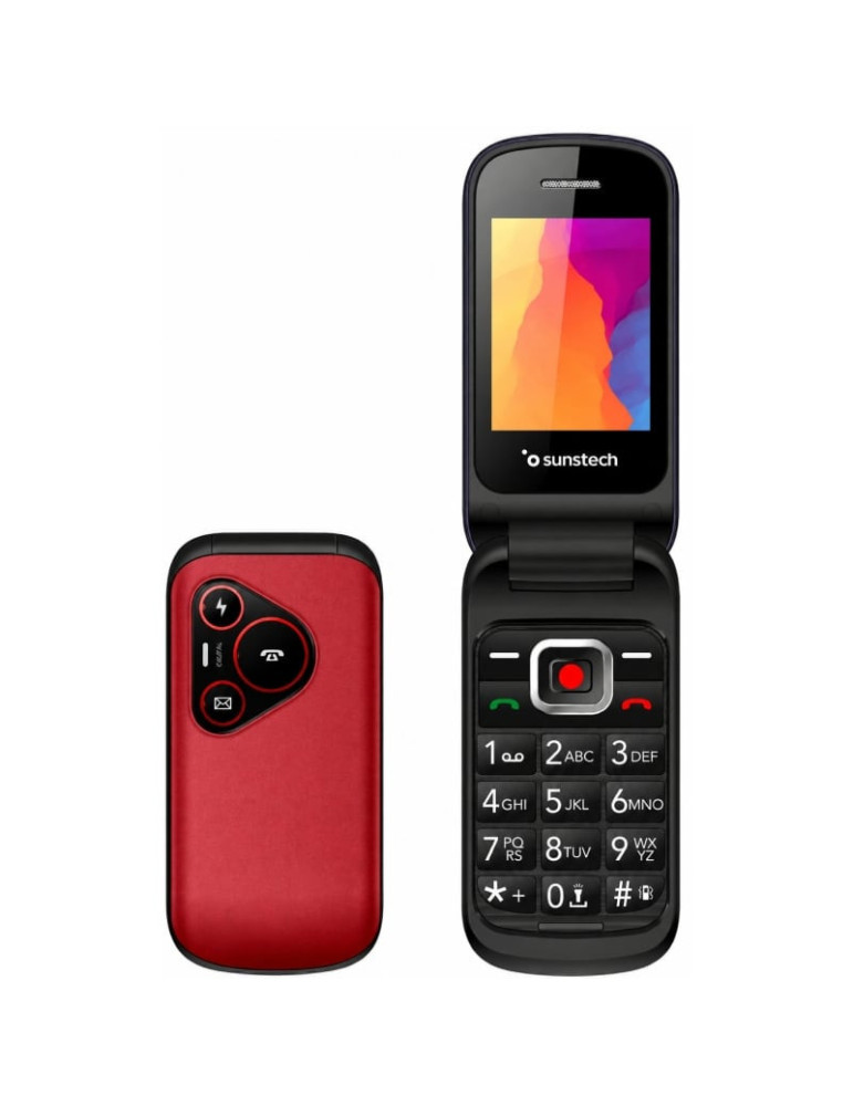 Teléfono Móvil Sunstech CELT24 para Personas Mayores/ Rojo
