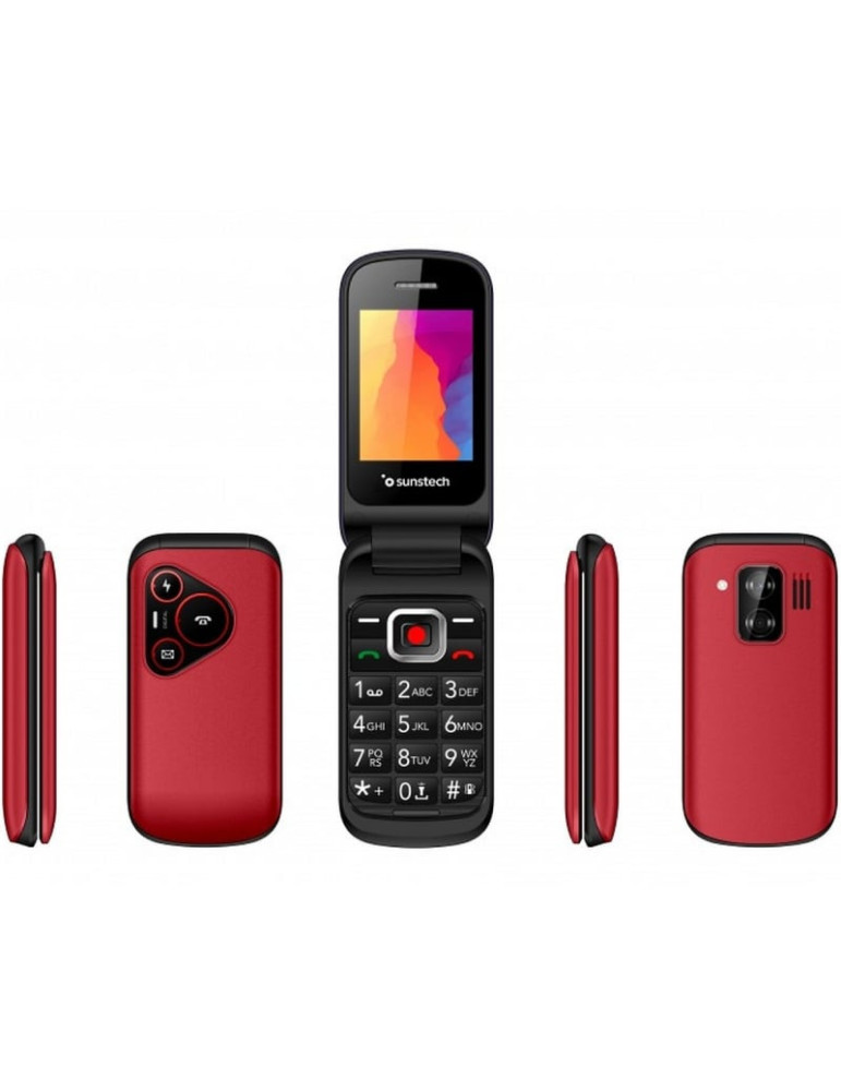 Teléfono Móvil Sunstech CELT24 para Personas Mayores/ Rojo