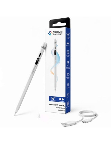 Lápiz Electrónico Subblim NoteFlow Pen para Android y Windows/ Blanco