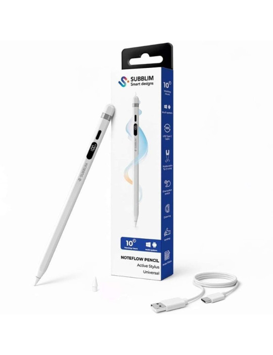 Lápiz Electrónico Subblim NoteFlow Pen para Android y Windows/ Blanco