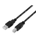 Cable USB 2.0 Impresora Aisens A101-0007/ USB Tipo-B Macho - USB Macho/ 3m/ Negro