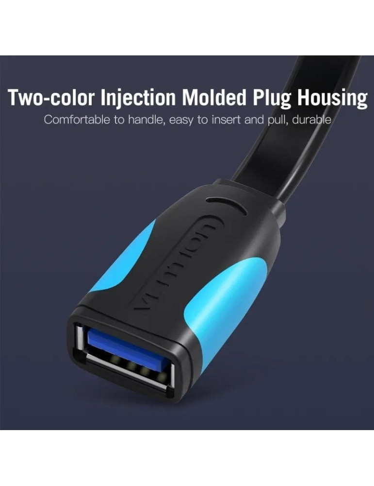 Cable Alargador USB 3.0 Vention VAS-A13-B300/ USB Macho - USB Hembra/ 5Gbps/ 3m/ Negro y Azul
