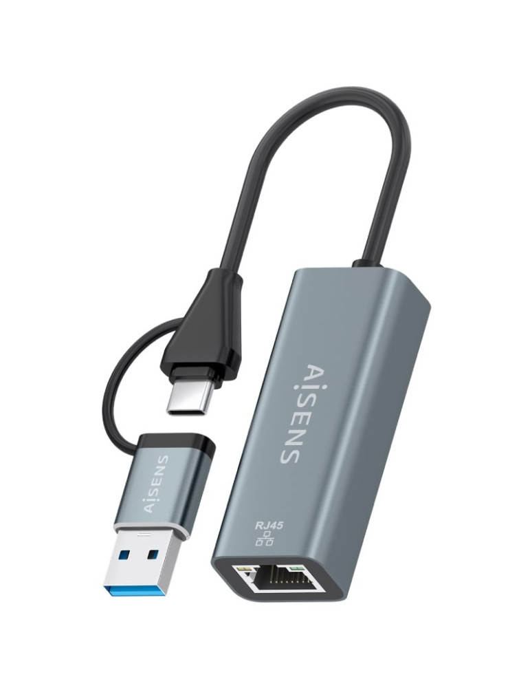 Adaptador USB + USB Tipo-C 3.2 - RJ45 Aisens A109-1032/ 1000Mbps