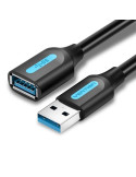 Cable Alargador USB 3.0 Vention CBHBG/ USB Macho - USB Hembra/ 5Gbps/ 1.5m/ Negro