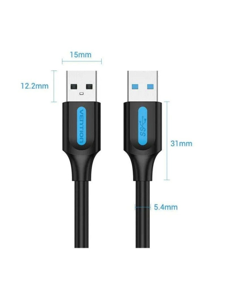 Cable USB 3.0 Vention CONBG/ USB Macho - USB Macho/ 5Gbps/ 1.5m/ Negro