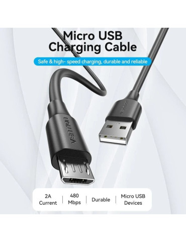 Cable USB 2.0 Vention CTIBG/ USB Macho - MicroUSB Macho/ Hasta 60W/ 480Mbps/ 1.5m/ Negro 2