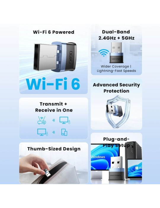 Adaptador USB - WiFi Vention KDEB0/ 900Mbps