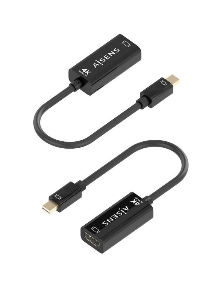 Conversor Aisens A125-0904/ Mini DisplayPort Macho - HDMI Hembra/ 15cm/ Negro