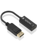 Conversor Aisens A125-0905/ DisplayPort Macho - HDMI Hembra/ 15cm/ Negro