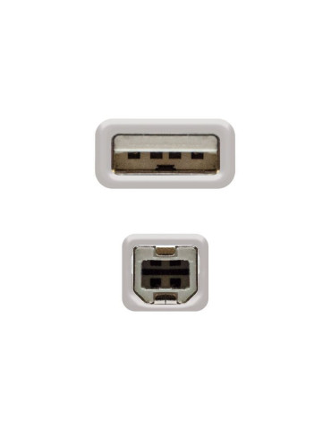 Cable USB 2.0 Impresora Nanocable 10.01.0102/ USB Tipo-B Macho - USB Macho/ 1m/ Beige 2