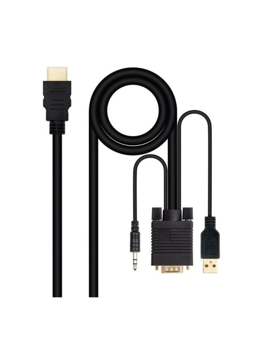 Cable Conversor Nanocable 10.15.4350/ HDMI Macho - VGA Macho - Jack 3.5 Macho - USB Macho/ 1.8m/ Negro Cable Conversor Nanocable 10.15.4350/ HDMI Macho - VGA Macho - Jack 3.5 Macho - USB Macho/ 1.8m/ Negro