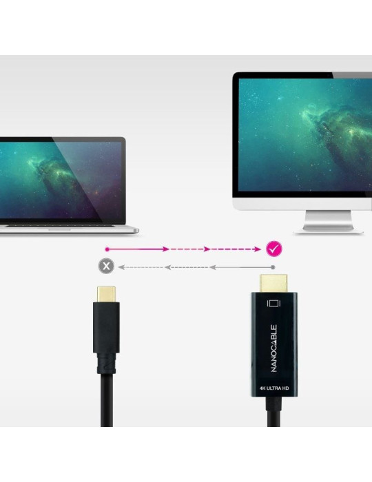 Cable Conversor Nanocable 10.15.5105/ USB Tipo-C Macho - HDMI Macho/ 5m/ Negro