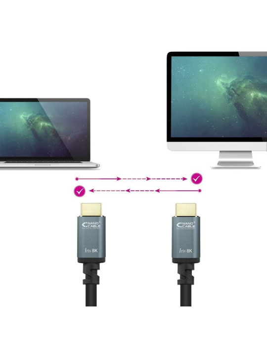 Cable HDMI 2.1 8K Nanocable 10.15.8002/ HDMI Macho - HDMI Macho/ 2m/ Negro