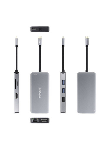 Docking Tipo-C Nanocable 10.16.1009/ 3xUSB/ 2xHDMI 4K/ 1xRJ45/ 1xLector tarjetas/ 1xUSB Tipo-C PD/ Gris 2