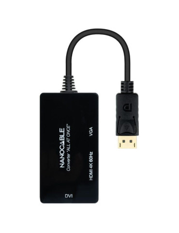 Cable DisplayPort Nanocable 10.16.3301-ALL/ HDMI Hembra - DVI-D Hembra - VGA Hembra/ 20cm/ Negro 2
