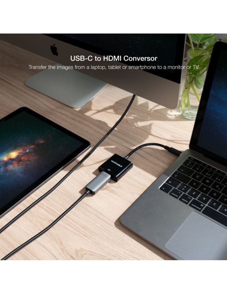 Conversor Nanocable 10.16.4102-BK/ USB Tipo-C Macho - HDMI Hembra/ 15cm/ Negro