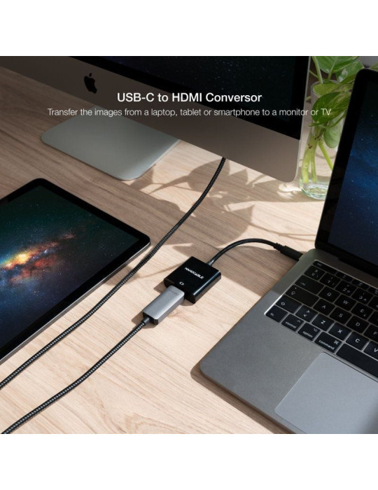 Conversor Nanocable 10.16.4102-BK/ USB Tipo-C Macho - HDMI Hembra/ 15cm/ Negro