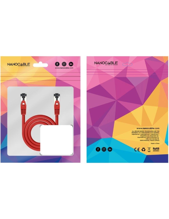 Cable de Red RJ45 SSTP Nanocable 10.20.2000-R Cat.8.1/ 50cm/ Rojo