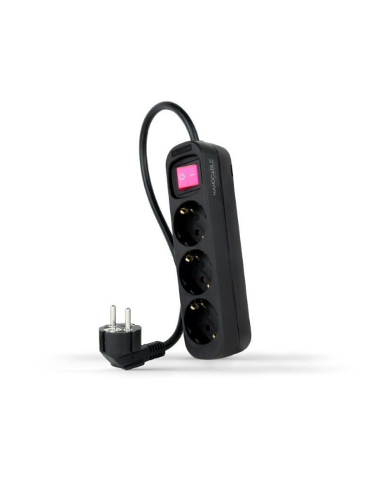 Regleta con Interruptor Nanocable 10.38.0003-BK/ 3 Tomas de Corriente/ Cable 1.4m/ Negra Regleta con Interruptor Nanocable 10.38.0003-BK/ 3 Tomas de Corriente/ Cable 1.4m/ Negra