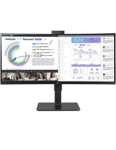 Monitor Profesional Ultrapanorámico Curvo LG 34BQ77QC-B 34"/ WQHD/ Webcam/ Multimedia/ Regulable en altura/ Negro