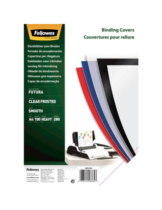Portadas de Polipropileno Fellowes 5376503/ A4/ 300 Micras/ 100 unidades/ Transparente Portadas de Polipropileno Fellowes 5376503/ A4/ 300 Micras/ 100 unidades/ Transparente