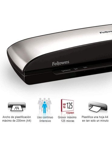 Plastificadora Fellowes Spectra A4/ hasta A4 y 125 Micras/ Negra y Gris 2