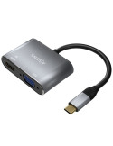 Conversor Aisens A109-0627/ HDMI Hembra - VGA Hembra - USB Tipo-C Macho/ 15cm/ Gris