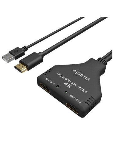 Cable Duplicador HDMI 4K Aisens A123-0654/ 2x HDMI Hembra - HDMI Macho - USB Macho/ 30cm/ Negro 2