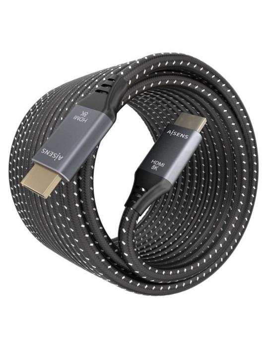 Cable HDMI 2.1 8K Aisens A150-0878/ HDMI Macho - HDMI Macho/ 10m/ Gris y Negro
