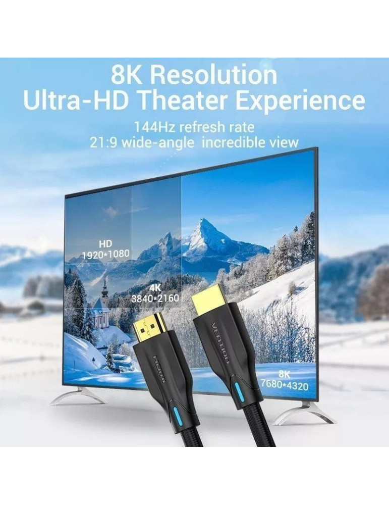 Cable HDMI 2.1 8K Vention AAUBF/ HDMI Macho - HDMI Macho/ 1m/ Negro