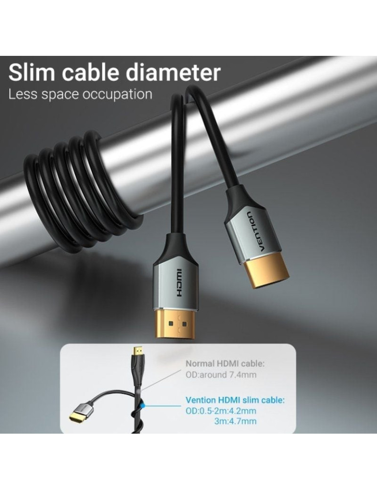 Cable HDMI 2.0 4K Vention ALEHD/ HDMI Macho - HDMI Macho/ 50cm/ Gris