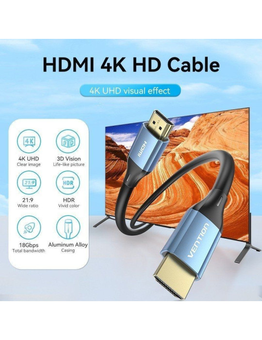 Cable HDMI 2.0 4K Vention ALHSF/ HDMI Macho - HDMI Macho/ 1m/ Azul