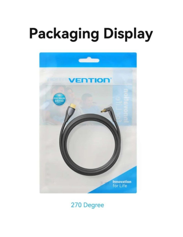 Cable HDMI 2.0 4K Acodado Vention ALRBI/ HDMI Macho - HDMI Macho/ 3m/ Negro 2