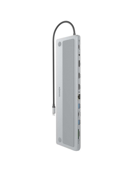 Docking USB Tipo-C Aisens ASUC-12P020-GR/ 2xHDMI 4K/ 3xUSB/ 1xUSB Tipo-C/ 1xRJ45/ 1xDisplayPort/ 1xLector Tarjetas/ 1xUSB Tipo-C