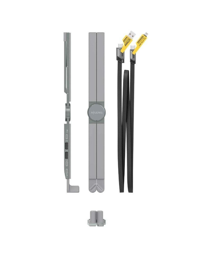 Soporte de Mesa - Docking USB Tipo-C Aisens ASUC-4P021-GR/ 2xUSB/ 1xUSB Tipo-C/ 1xUSB Tipo-C PD/ Gris