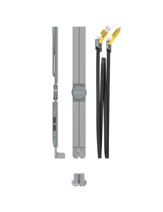 Soporte de Mesa - Docking USB Tipo-C Aisens ASUC-4P021-GR/ 2xUSB/ 1xUSB Tipo-C/ 1xUSB Tipo-C PD/ Gris
