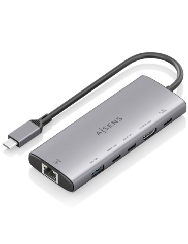 Docking USB Tipo-C Aisens ASUC-6P030-GR/ 1xHDMI 4K/ 1xUSB/ 2xUSB Tipo-C/ 1xRJ45/ 1xUSB Tipo-C PD/ Gris