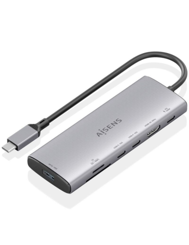 Docking USB Tipo-C Aisens ASUC-7P031-GR/ 1xHDMI 4K/ 1xUSB/ 2xUSB Tipo-C/ 1xLector Tarjetas/ 1xUSB Tipo-C PD/ Gris