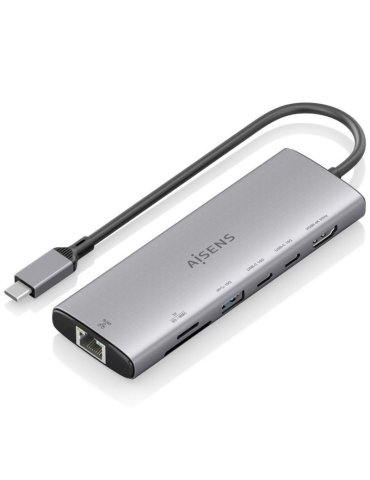Docking USB Tipo-C Aisens ASUC-7P032-GR/ 1xHDMI 4K/ 1xUSB/ 2xUSB Tipo-C/ 1xRJ45/ 1xLector Tarjetas/ Gris