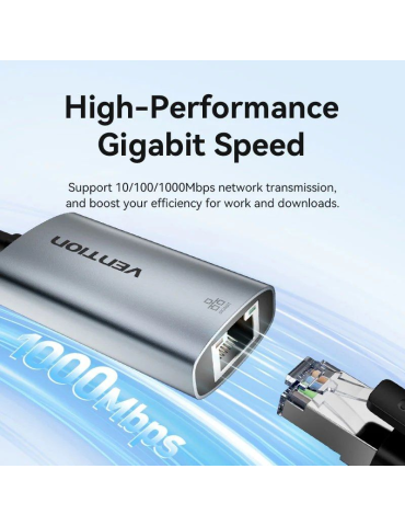 Adaptador USB Tipo-C - RJ45 Vention CFPHB/ 1000Mbps 2