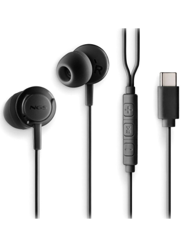 Auriculares Intrauditivos NGS Cross Step/ con Micrófono/ USB Tipo-C/ Negros