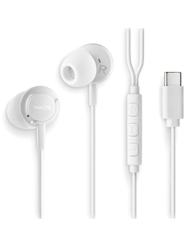 Auriculares Intrauditivos NGS Cross Step/ con Micrófono/ USB Tipo-C/ Blancos