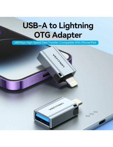 Adaptador OTG USB Vention CUCH0/ USB Hembra - Lightning Macho/ Azul 2