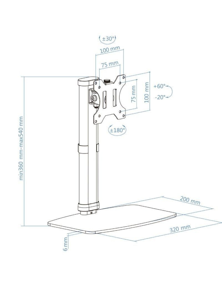 Soporte de Sobremesa para Monitor TooQ DB1127TN-W/ Giratorio/ Inclinable/ hasta 6kg