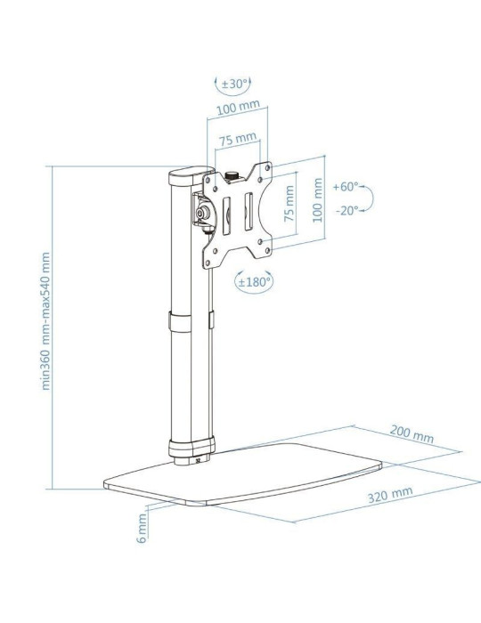 Soporte de Sobremesa para Monitor TooQ DB1127TN-W/ Giratorio/ Inclinable/ hasta 6kg